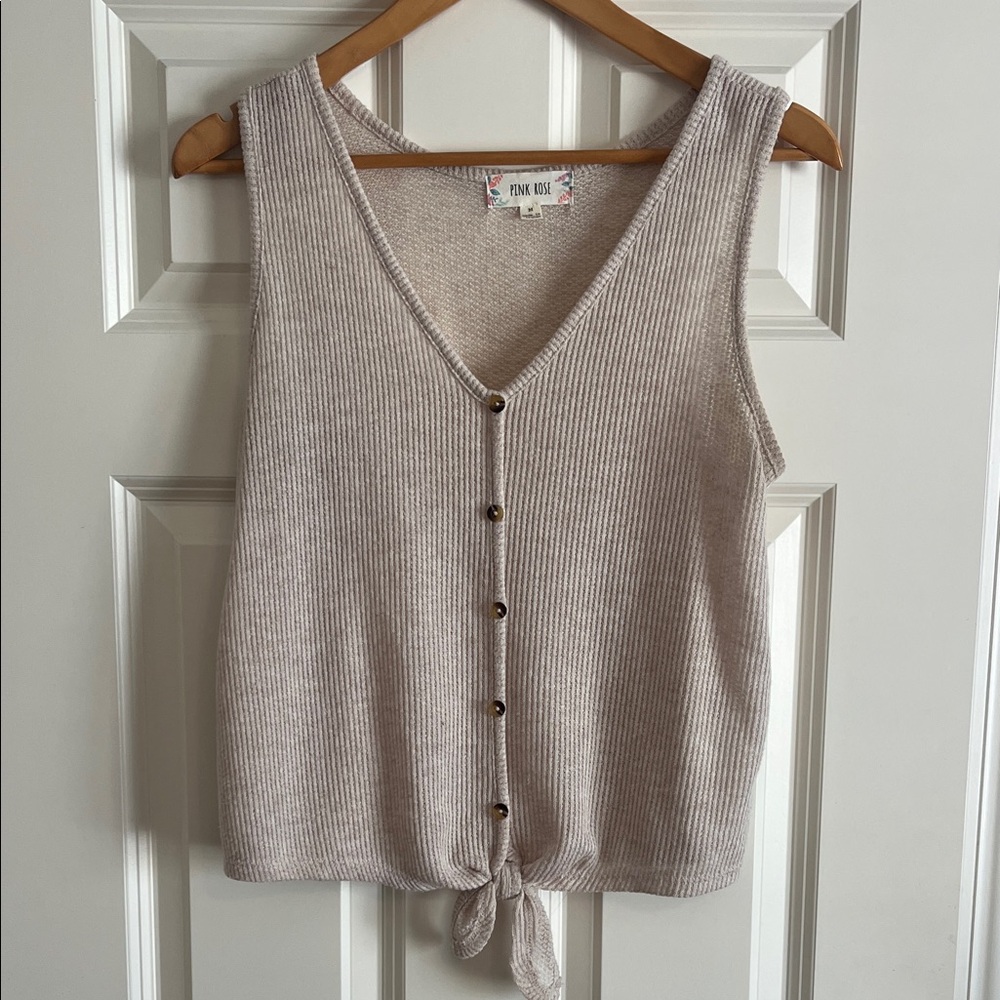 Pink Rose Taupe Knit Sleeveless Top